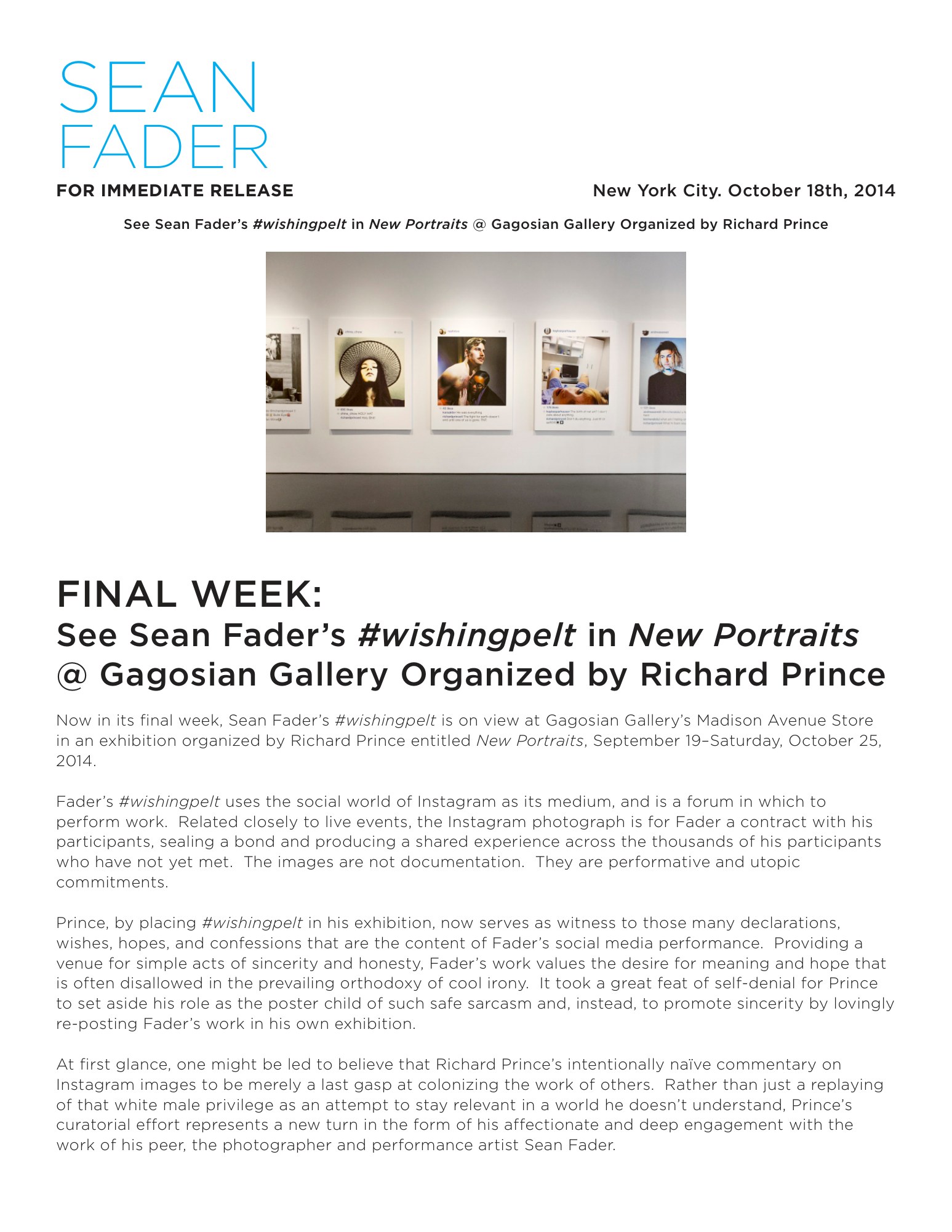 For Immediate Release, page one
